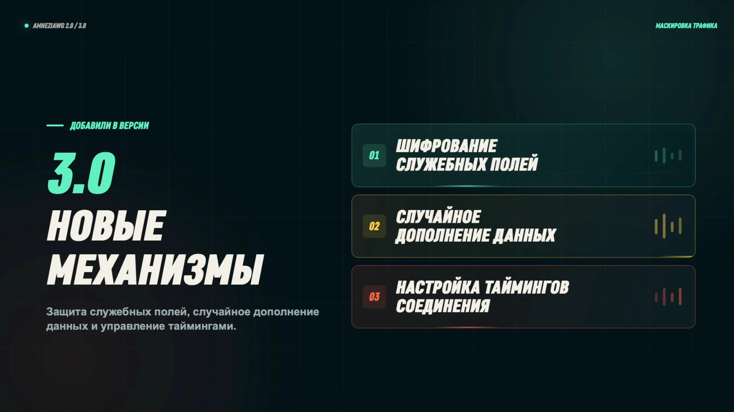 Новые механизмы AmneziaWG 3.0: шифрование служебных полей, случайное дополнение данных, настройка таймингов соединения