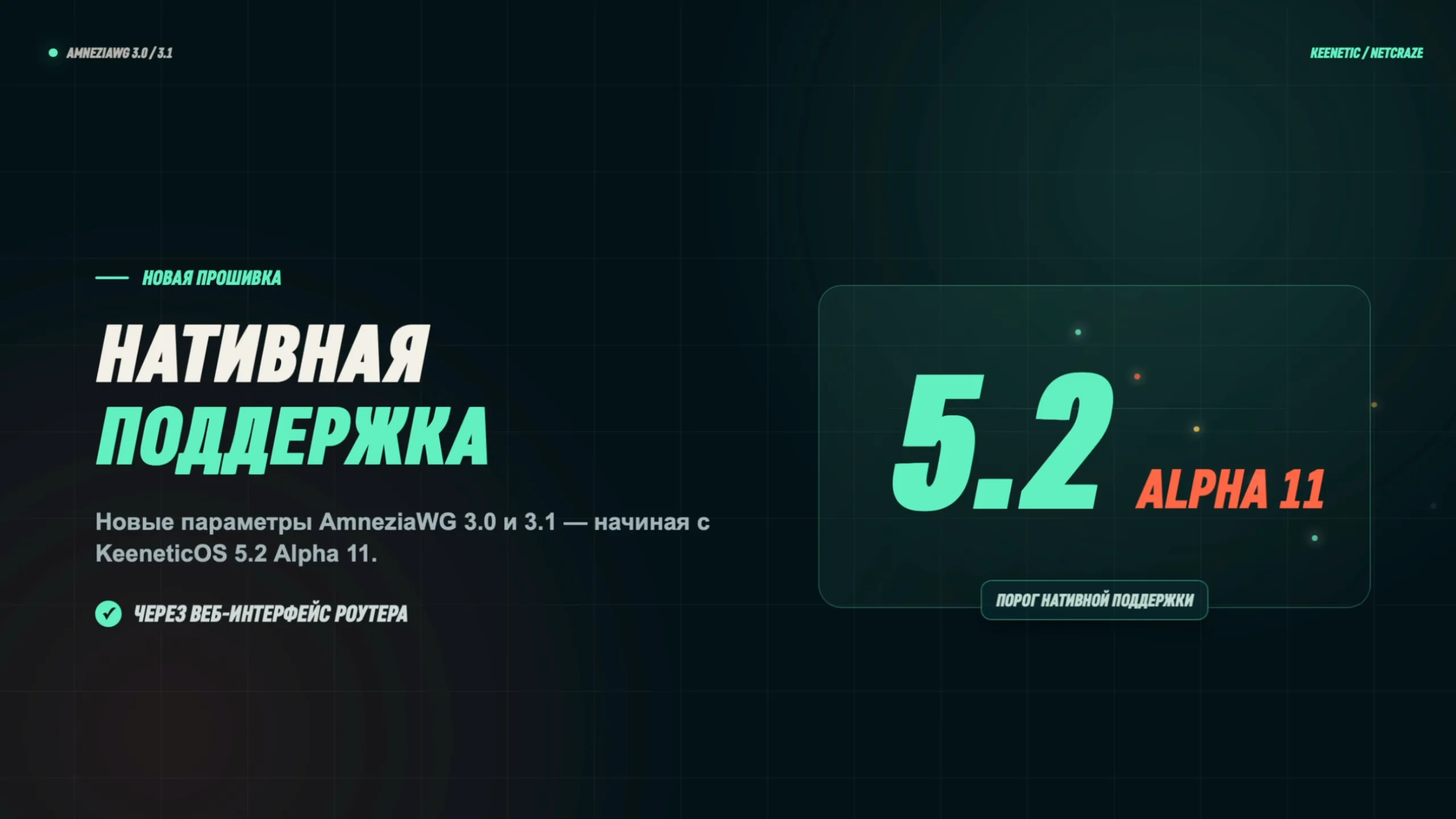 Нативная поддержка новых параметров AmneziaWG 3.0 и 3.1 — начиная с KeeneticOS 5.2 Alpha 11