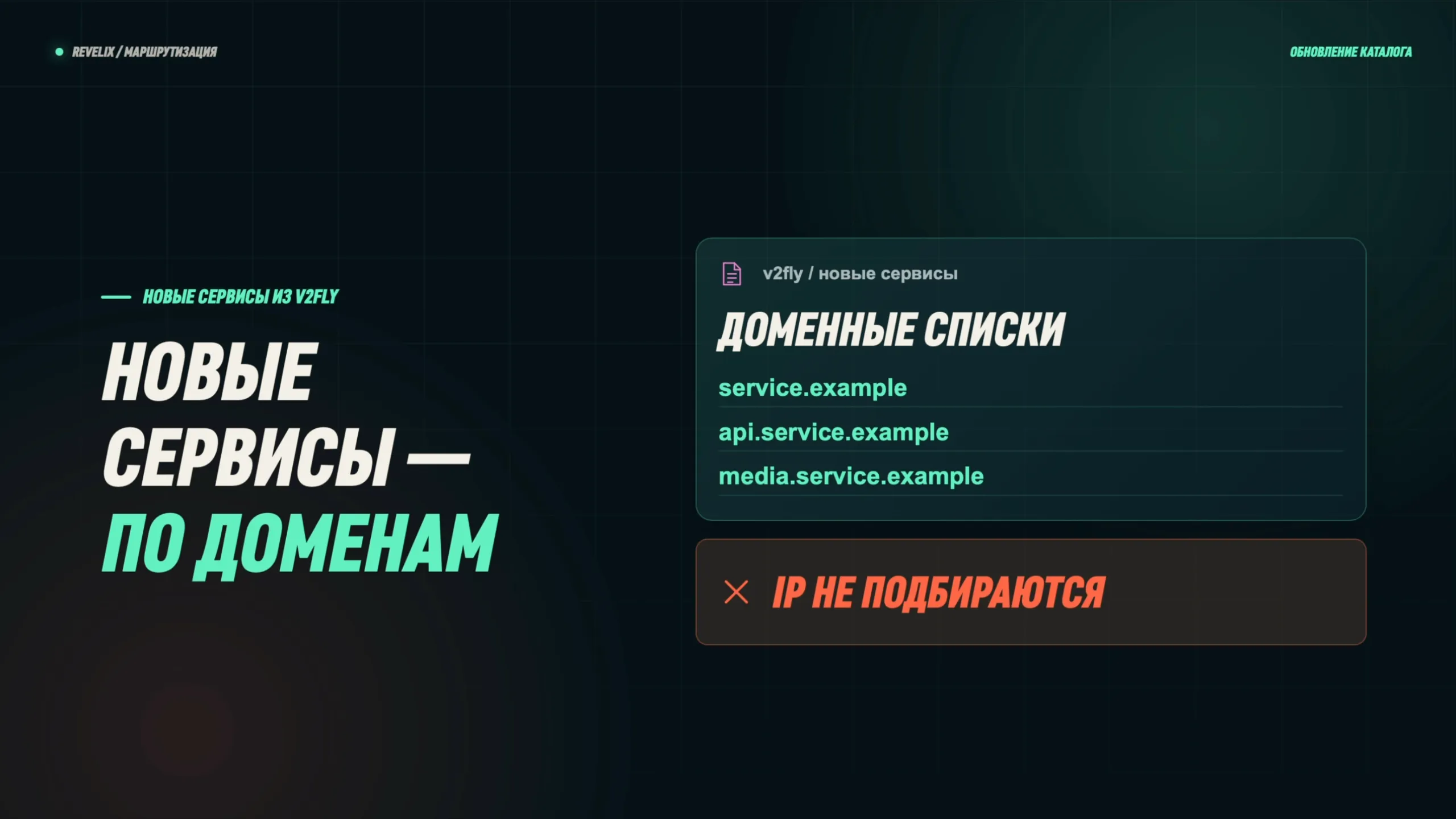 Новые сервисы из v2fly — только доменные списки, IP-адреса для них не подбираются